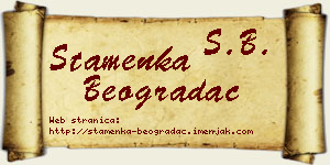 Stamenka Beogradac vizit kartica